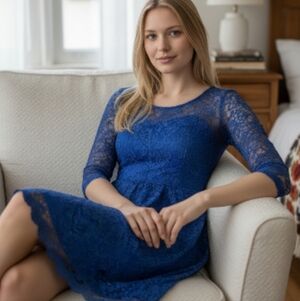 NWT! Betsey Johnson Lace Dress, Cobalt Blue, Size 12